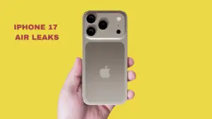 Person holding the lightweight iPhone 17 Air, highlighting slim aluminum design and comfortable grip