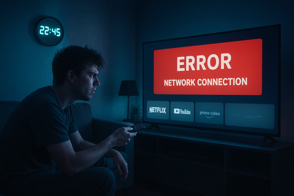 Samsung Smart TV with error message on screen during server outage